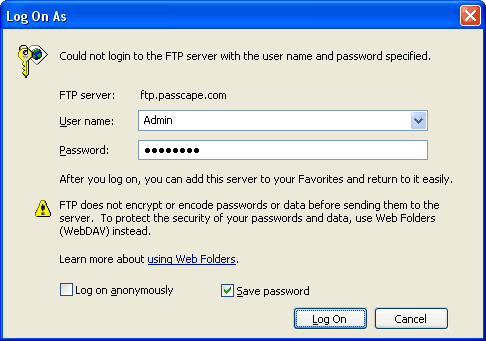 FTP password dialog